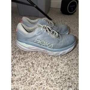 Hoka One One Bondi 7 Women Size 9 Blue Running Walking Shoes 1110519 BFBG NICE